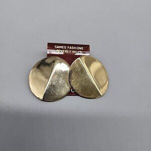 Cameo Fashions Beverly Hills Gold Tone Earnings Vintage Pierced Round NEW